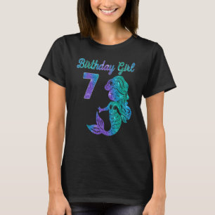 7 Years Old Birthday Girl Mermaid 7th Birthday T-Shirt