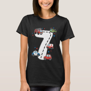 7 Years Old Birthday Kid Ambulance Fire Truck Poli T-Shirt