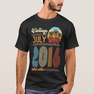 7 Years Old Birthday  Vintage July 2016 Girls Boys T-Shirt