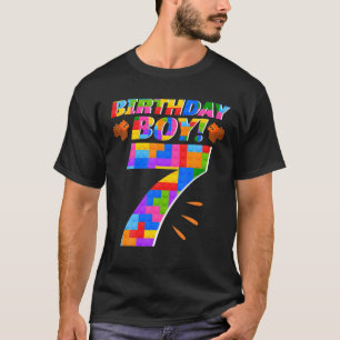 7 Years Old Block Building Cute 7Th Birthday Gift T-Shirt