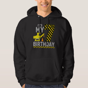 7 Years Old Boy It's My 7th Birthday Construction  Hoodie