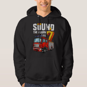 7 Years Old Firetruck  Birthday Boy Firefighter Hoodie