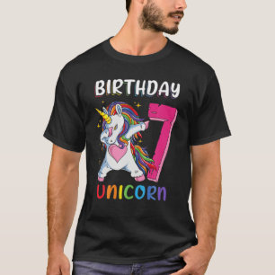 7 Years Old Girl Dabbing Unicorn 7Th Birthday Unic T-Shirt