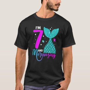 7 Years Old Girl Second 7th Birthday Mermaid Two Y T-Shirt