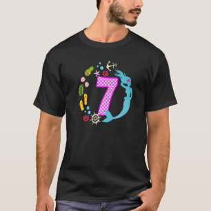 7 Years Old Girl Second 7th Birthday Mermaid Two Y T-Shirt