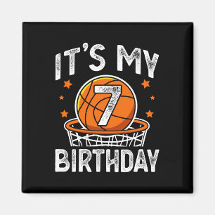 7 Years Old Kids Basketball Sport 7th Birthday Boy Magnet