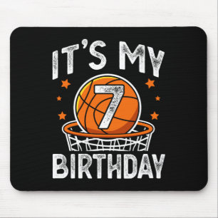 7 Years Old Kids Basketball Sport 7th Birthday Boy Mouse Pad