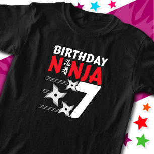 7 Years Old Ninja Party Stars Kids 7th Birthday T-Shirt