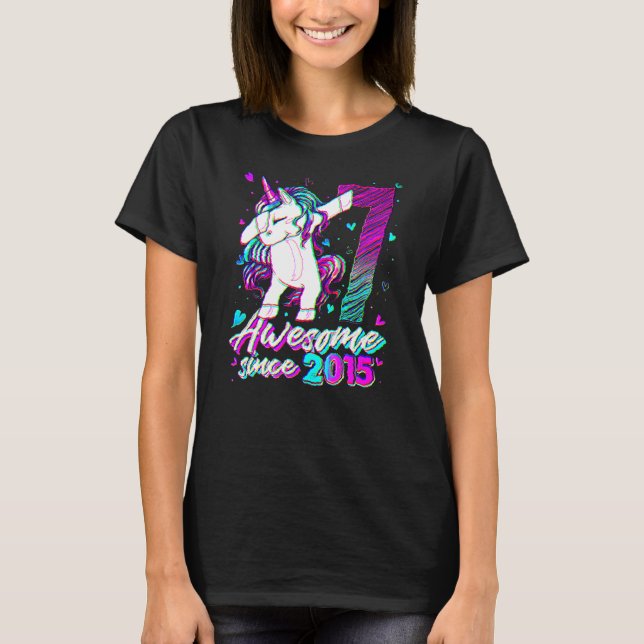 7 Years Old Unicorn Dabbing 7th Birthday Girl Unic T-Shirt (Front)