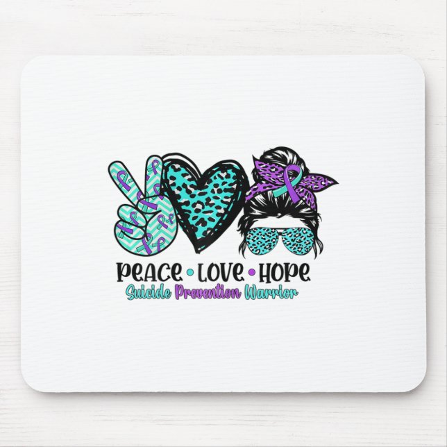 7al6 Suicide Prevention Warrior Messy Bun Peace Ho Mouse Pad (Front)