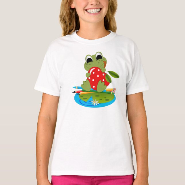 #7Lil Lady Frog Bella Ringer T-Shirt (Front)
