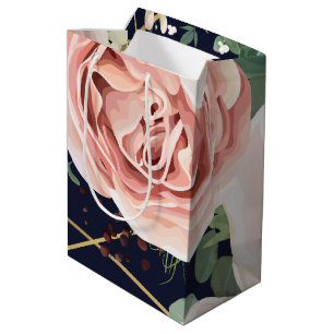 7lx4.5wx10h Medium Gift Bag Geometric Garden Navy