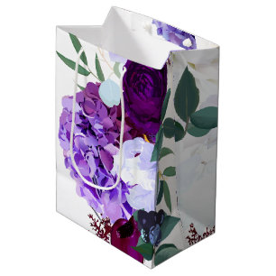 7lx4.5wx10h Medium Gift Bag Lavender Hibiscus on W