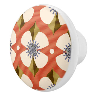 7os buttercup flower brown ceramic knob