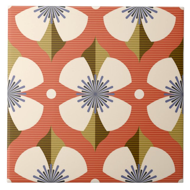 7os buttercup flower brown tile (Front)