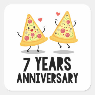 7th Anniversary 7 Years Square Sticker