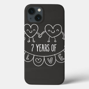 7th Anniversary Gift Chalk Hearts iPhone 13 Case