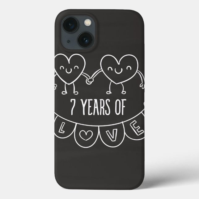 7th Anniversary Gift Chalk Hearts Case-Mate iPhone Case (Back)