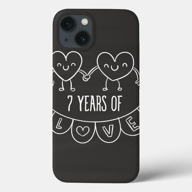 7th Anniversary Gift Chalk Hearts Case-Mate iPhone Case (Back)