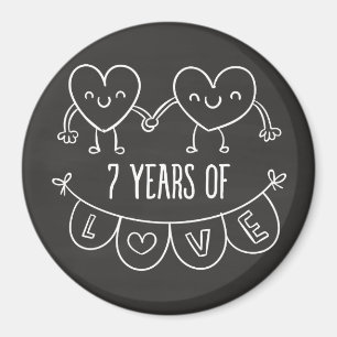 7th Anniversary Gift Chalk Hearts Magnet