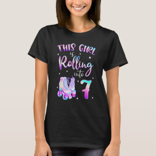 7th Bday Rolling Into 7 Birthday Girl Roller Skate T-Shirt