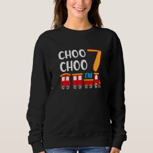 7th Birthday 7 Year Old Boy Train Wagon Railroad   Sweatshirt