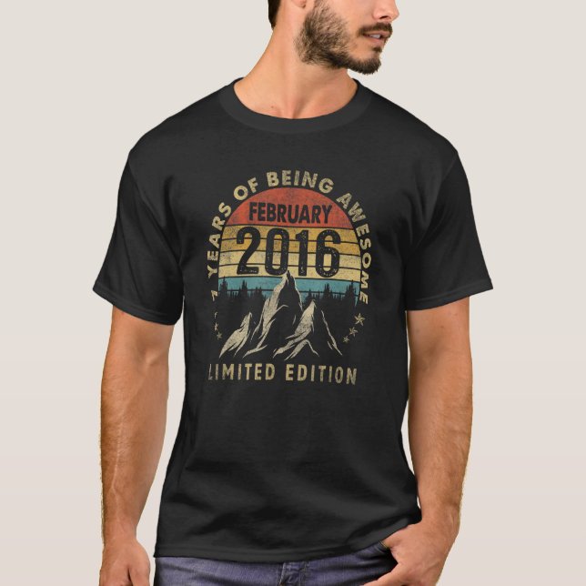 7th Birthday   7 Year Old February 2016   T-Shirt (Front)