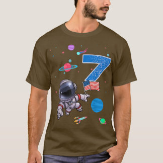 7th Birthday Astronaut Birthday Boy 7 Years Old  T-Shirt