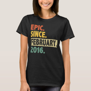 7th Birthday Awesome Since February 2016 7 Years O T-Shirt