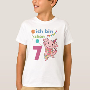7th Birthday Axolotl Seven Years Old Cute Animals T-Shirt