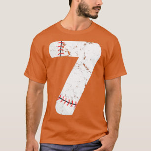 7th Birthday Baseball Big Number Seven 7 Year Old T-Shirt