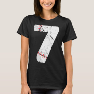 7th Birthday Baseball Big Number Seven 7 Year Old  T-Shirt