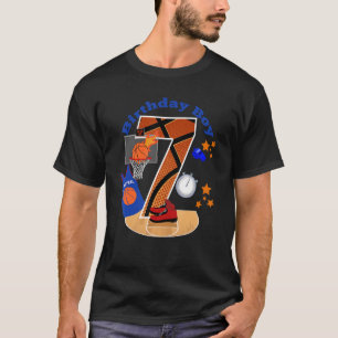 7th Birthday Basketball Big Number 7 Year Old Boy  T-Shirt