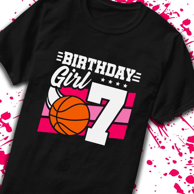 7th Birthday Basketball Birthday 7 Year Old Girl T-Shirt (Creator Uploaded)