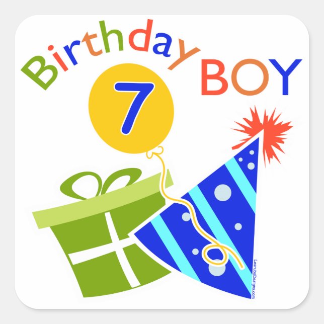 7th Birthday - Birthday Boy Square Sticker (Front)