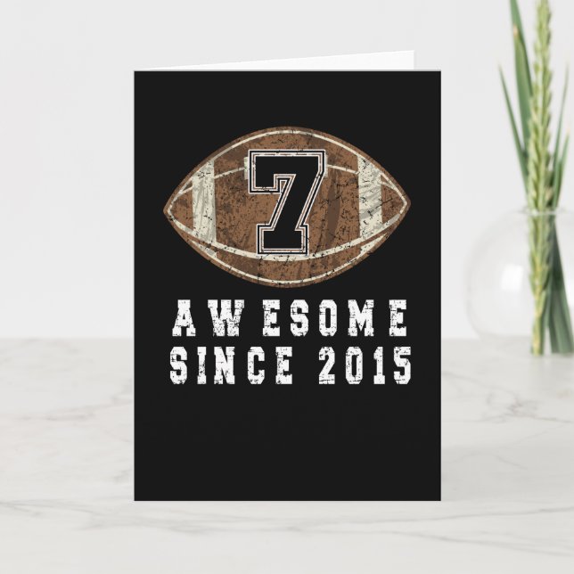 7th Birthday Born In 2015 Football Boy 7 Year Old Card (Front)