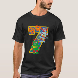 7th Birthday Boy 7 Years Old Little Robot Robotics T-Shirt