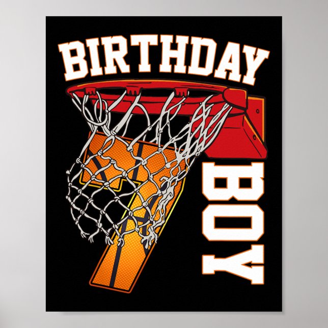 7th Birthday Boy Basketball 7 Year Old Theme Playe Poster (Front)