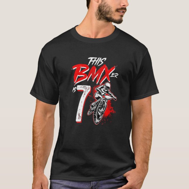 7th Birthday  Boy  BMX Birthday Party Decorations T-Shirt (Front)