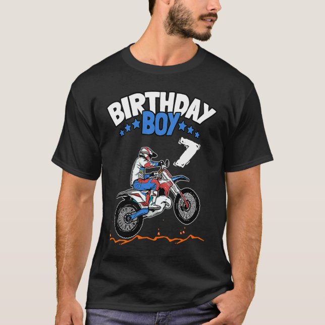 7th Birthday Boy Dirt Bike Kids 7 Years Old Boys M T-Shirt (Front)