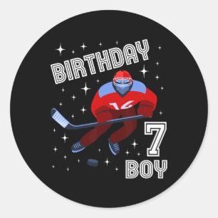 7th Birthday Boy Ice Hockey 7 Year Old Fun B-Day M Classic Round Sticker