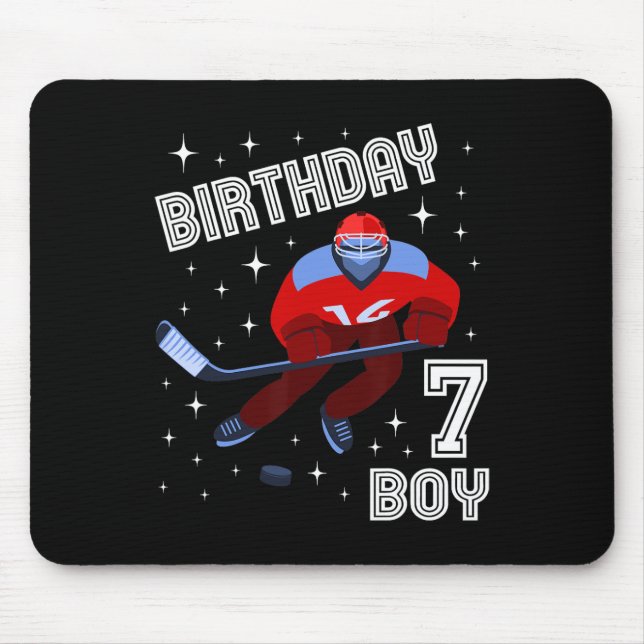7th Birthday Boy Ice Hockey 7 Year Old Fun B-Day M Mouse Pad (Front)