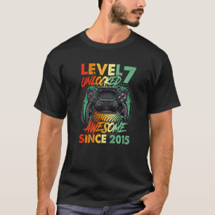 7th Birthday Boy Level 7 Unlocked Awesome 2015 Vid T-Shirt