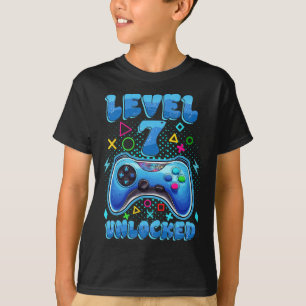 7th Birthday Boy Level 7 Unlocked Video Gamer Birt T-Shirt