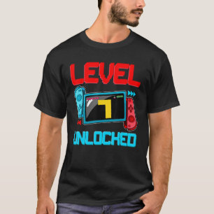 7th Birthday Boy Level 7 Unlocked Video Gamer Birt T-Shirt