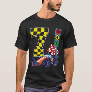 7Th Birthday Boy Race Car Traffic Lights Racer 7 Y T-Shirt