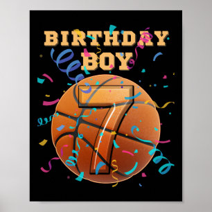 7th Birthday Boy Seven 7 Years Old Sketll Players Poster
