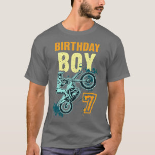 7th Birthday Boy Seven Years Old Motocross Dirt Bi T-Shirt