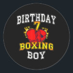 7th Birthday Boy Shirt - Boxing 7 Years Old Kid  Classic Round Sticker<br><div class="desc">7th Birthday Boy Shirt - Boxing 7 Years Old Kid</div>