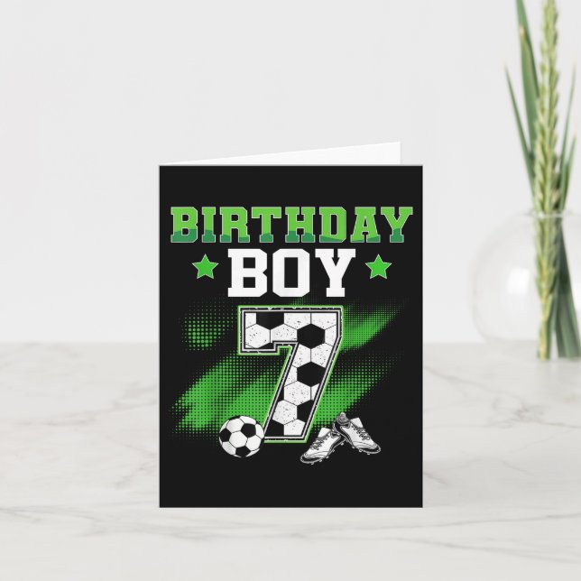 7th Birthday Boy Soccer 7 Year Old Sport 7yr Boys  Card (Front)